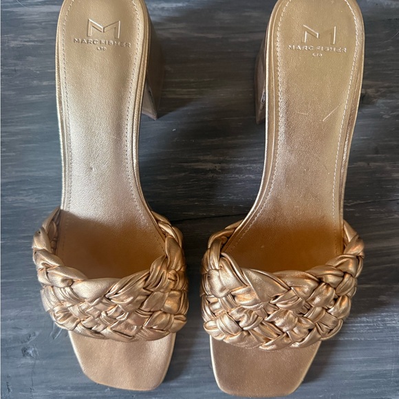 Marc Fisher Gold Woven Heels - Picture 6 of 7